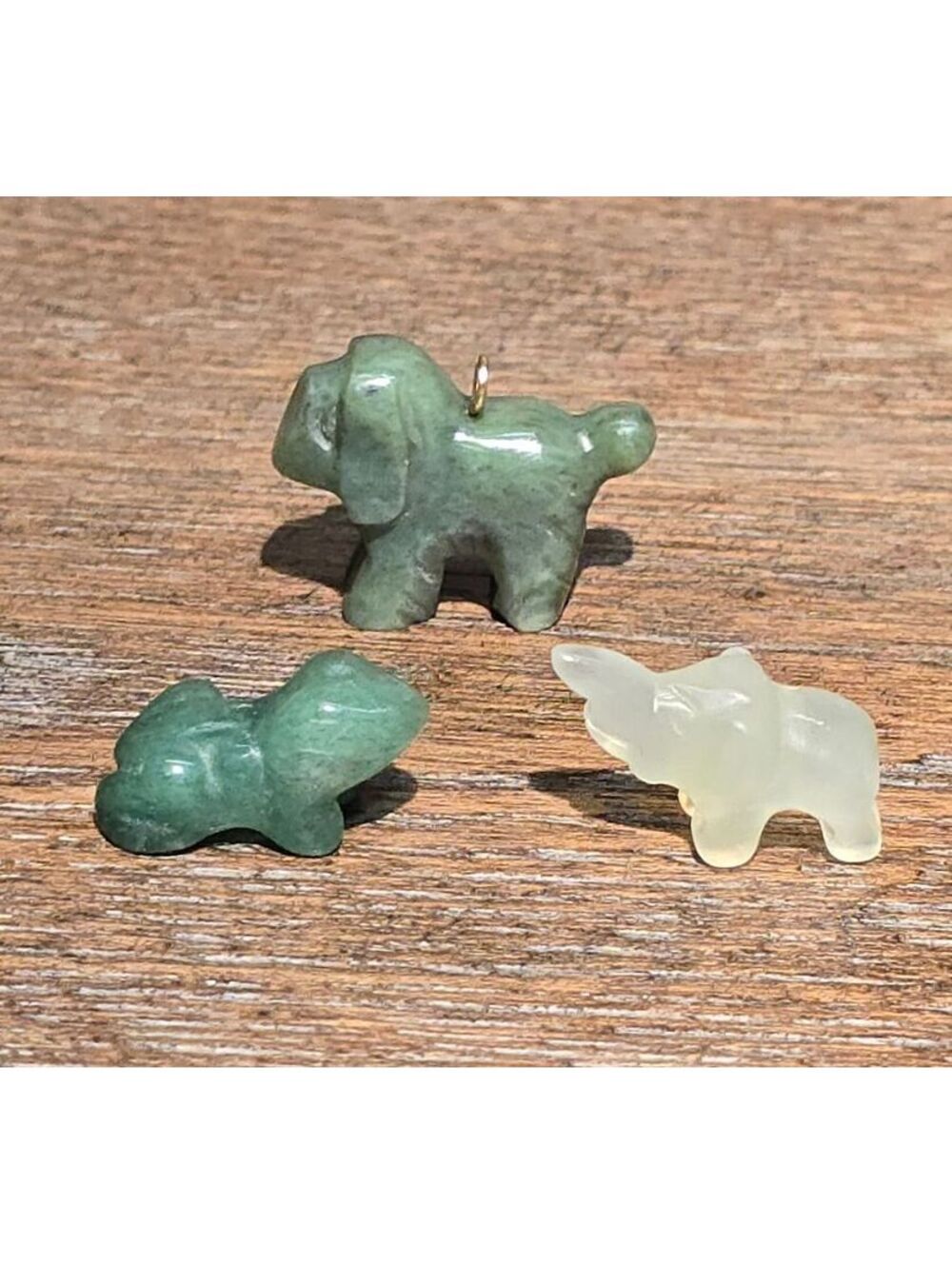 Carved Jade Frog Elephant Dog Charm Beads